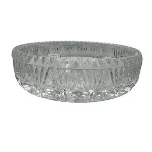 Princess House Fostoria 24% Crystal Cut Glass 3 Taper Candle Hold Dish 6" Dia